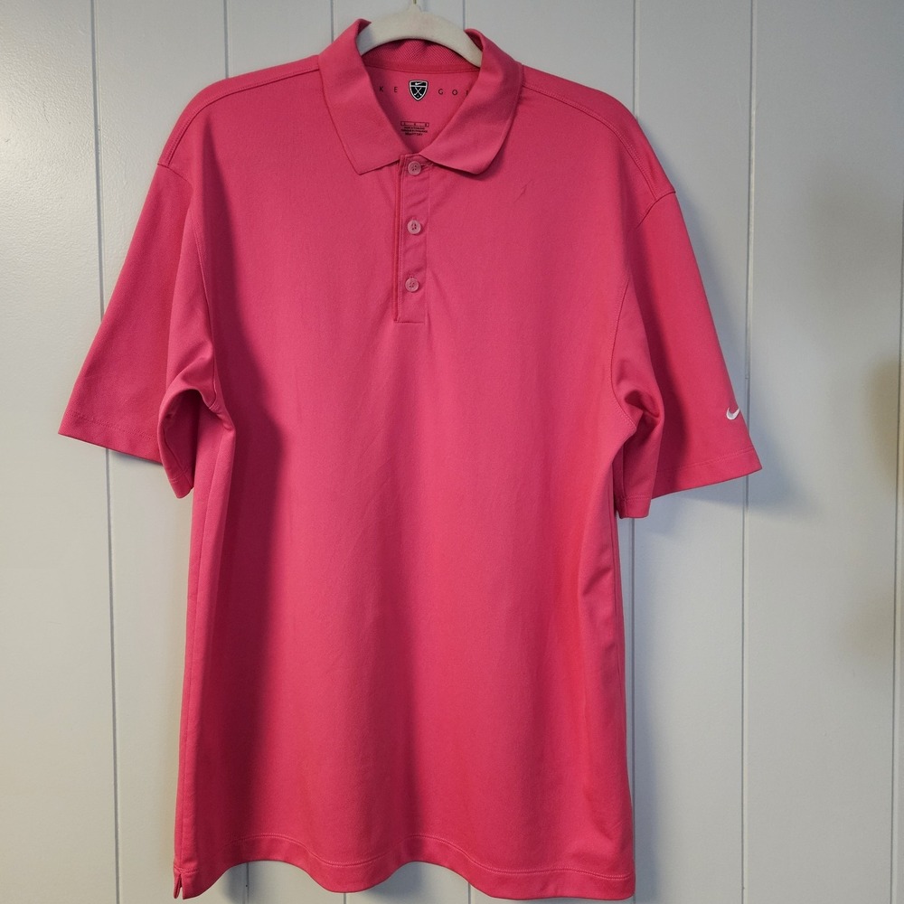 Nike Golf Polo Shirt Mens‎ L Pink Tour Performance Dri Fit Casual Short Sleeve